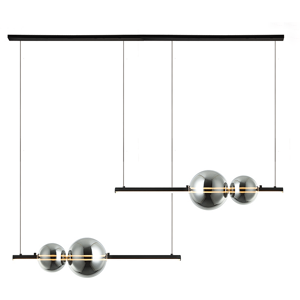 Zambelis Lighting Kastoria Bar Pendant Ceiling Light Black Matt - Smoked Glass LED 3000K Dimmable Zambelis Lighting Kastoria Bar Pendant Ceiling Light Black Matt - Smoked Glass LED 3000K Dimmable