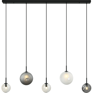 Zambelis Lighting Sylion Bar Pendant Ceiling Light Black Matt -Clear Frost White & Smoked Glass 5xG9 LED Zambelis Lighting Sylion Bar Pendant Ceiling Light Black Matt -Clear Frost White & Smoked Glass 5xG9 LED