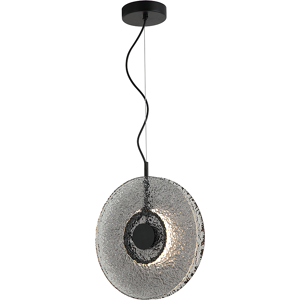 Zambelis Lighting Halo 35cm Pendant Ceiling Light Black Matt -Smoked Glass LED 3000K Zambelis Lighting Halo 35cm Pendant Ceiling Light Black Matt -Smoked Glass LED 3000K