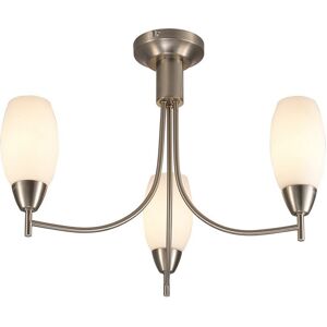 INSPIRED LIGHTING Devon Semi Flush Ceiling 3 Light E14 Satin Nickel, Opal Glass INSPIRED LIGHTING Devon Semi Flush Ceiling 3 Light E14 Satin Nickel, Opal Glass