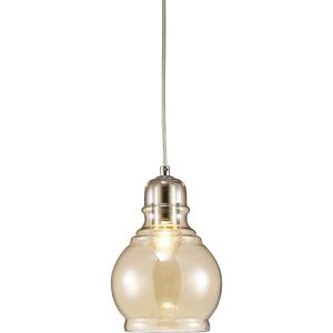 INSPIRED LIGHTING Ariel Small Dome Ceiling Pendant E27 Polished Chrome, Cognac Glass INSPIRED LIGHTING Ariel Small Dome Ceiling Pendant E27 Polished Chrome, Cognac Glass