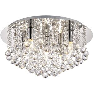 INSPIRED LIGHTING Acton Flush Ceiling 5 Light E14, 460mm Round, Polished Chrome, Sphere Crystal INSPIRED LIGHTING Acton Flush Ceiling 5 Light E14, 460mm Round, Polished Chrome, Sphere Crystal