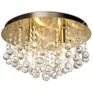 INSPIRED LIGHTING Acton Flush Ceiling 4 Light E14, 380mm Round, Antique Brass, Sphere Crystal INSPIRED LIGHTING Acton Flush Ceiling 4 Light E14, 380mm Round, Antique Brass, Sphere Crystal