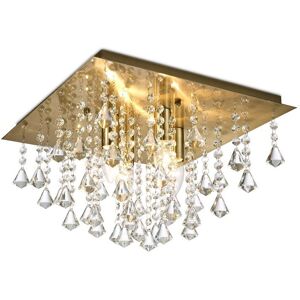INSPIRED LIGHTING Acton Flush Ceiling 4 Light E14, 380mm Square, Antique Brass, Prism Crystal INSPIRED LIGHTING Acton Flush Ceiling 4 Light E14, 380mm Square, Antique Brass, Prism Crystal