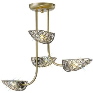 INSPIRED LIGHTING Ashton Semi Flush Ceiling 4 Light Antique Brass, Crystal INSPIRED LIGHTING Ashton Semi Flush Ceiling 4 Light Antique Brass, Crystal