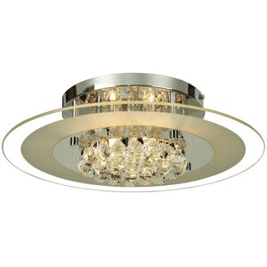 INSPIRED LIGHTING Delmar Flush Ceiling Round 6 Light Polished Chrome, Glass, Crystal INSPIRED LIGHTING Delmar Flush Ceiling Round 6 Light Polished Chrome, Glass, Crystal