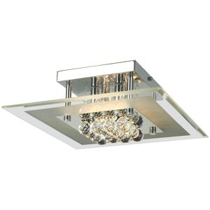 INSPIRED LIGHTING Delmar Flush Ceiling Square 4 Light Polished Chrome, Glass, Crystal INSPIRED LIGHTING Delmar Flush Ceiling Square 4 Light Polished Chrome, Glass, Crystal