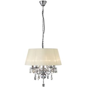 INSPIRED LIGHTING Olivia Ceiling Pendant with Ivory Cream Shade 5 Light Polished Chrome, Crystal INSPIRED LIGHTING Olivia Ceiling Pendant with Ivory Cream Shade 5 Light Polished Chrome, Crystal