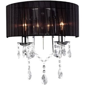 INSPIRED LIGHTING Olivia Wall Lamp Switched with Black Shade 2 Light Polished Chrome, Crystal INSPIRED LIGHTING Olivia Wall Lamp Switched with Black Shade 2 Light Polished Chrome, Crystal