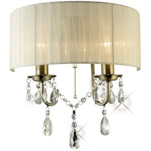 INSPIRED LIGHTING Olivia Wall Lamp Switched with Ivory Cream Shade 2 Light Antique Brass, Crystal INSPIRED LIGHTING Olivia Wall Lamp Switched with Ivory Cream Shade 2 Light Antique Brass, Crystal