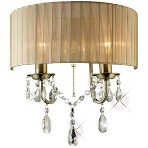 INSPIRED LIGHTING Olivia Wall Lamp Switched with Soft Bronze Shade 2 Light Antique Brass, Crystal INSPIRED LIGHTING Olivia Wall Lamp Switched with Soft Bronze Shade 2 Light Antique Brass, Crystal