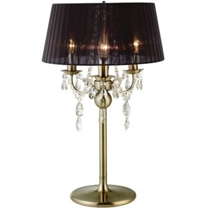 INSPIRED LIGHTING Olivia Table Lamp with Black Shade 3 Light Antique Brass, Crystal INSPIRED LIGHTING Olivia Table Lamp with Black Shade 3 Light Antique Brass, Crystal