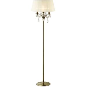 INSPIRED LIGHTING Olivia Floor Lamp with Cream Shade 3 Light Antique Brass, Crystal INSPIRED LIGHTING Olivia Floor Lamp with Cream Shade 3 Light Antique Brass, Crystal