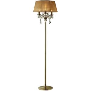 INSPIRED LIGHTING Olivia Floor Lamp with Soft Bronze Shade 3 Light Antique Brass, Crystal INSPIRED LIGHTING Olivia Floor Lamp with Soft Bronze Shade 3 Light Antique Brass, Crystal