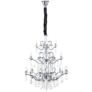INSPIRED LIGHTING Zinta Ceiling Pendant Chandelier 3 Tier 22 Light Polished Chrome, Crystal (Item Requires Assembly) INSPIRED LIGHTING Zinta Ceiling Pendant Chandelier 3 Tier 22 Light Polished Chrome, Crystal (Item Requires Assembly)