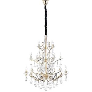 INSPIRED LIGHTING Zinta Ceiling Pendant Chandelier 3 Tier 22 Light French Gold, Crystal (Item Requires Assembly) INSPIRED LIGHTING Zinta Ceiling Pendant Chandelier 3 Tier 22 Light French Gold, Crystal (Item Requires Assembly)
