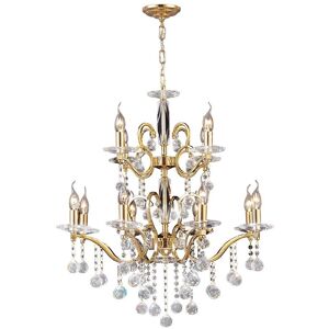 INSPIRED LIGHTING Zinta Ceiling Pendant Chandelier 2 Tier 12 Light French Gold, Crystal (Item Requires Assembly) INSPIRED LIGHTING Zinta Ceiling Pendant Chandelier 2 Tier 12 Light French Gold, Crystal (Item Requires Assembly)
