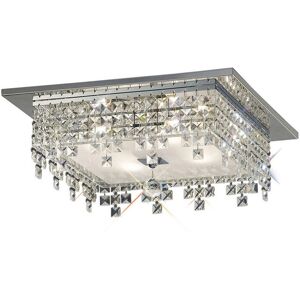 INSPIRED LIGHTING Esta Flush Ceiling Square 4 Light Polished Chrome, Glass, Crystal INSPIRED LIGHTING Esta Flush Ceiling Square 4 Light Polished Chrome, Glass, Crystal