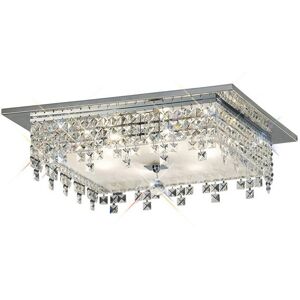 INSPIRED LIGHTING Esta Flush Ceiling Square 6 Light Polished Chrome, Glass, Crystal INSPIRED LIGHTING Esta Flush Ceiling Square 6 Light Polished Chrome, Glass, Crystal