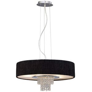 INSPIRED LIGHTING Nerissa Ceiling Pendant with Black Shade 6 Light Polished Chrome, Crystal INSPIRED LIGHTING Nerissa Ceiling Pendant with Black Shade 6 Light Polished Chrome, Crystal