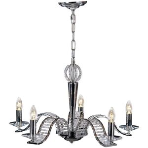 INSPIRED LIGHTING Niobe Ceiling Pendant Chandelier 5 Light Polished Chrome, Crystal INSPIRED LIGHTING Niobe Ceiling Pendant Chandelier 5 Light Polished Chrome, Crystal