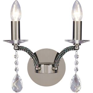 INSPIRED LIGHTING Fiore Wall Lamp Switched 2 Candle Light Black Chrome, Crystal INSPIRED LIGHTING Fiore Wall Lamp Switched 2 Candle Light Black Chrome, Crystal