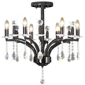 INSPIRED LIGHTING Fiore Semi Flush Ceiling Pendant 6 Light Black Chrome, Crystal INSPIRED LIGHTING Fiore Semi Flush Ceiling Pendant 6 Light Black Chrome, Crystal