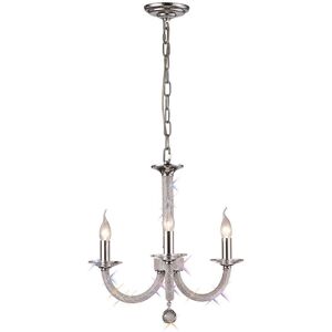 INSPIRED LIGHTING Elena Ceiling Pendant Chandelier 3 Light Polished Chrome, Crystal INSPIRED LIGHTING Elena Ceiling Pendant Chandelier 3 Light Polished Chrome, Crystal
