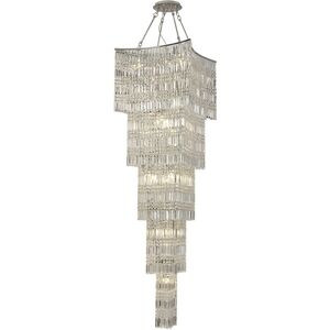 INSPIRED LIGHTING Gianni Tall Ceiling Pendant Chandelier 15 Light Polished Chrome, Crystal INSPIRED LIGHTING Gianni Tall Ceiling Pendant Chandelier 15 Light Polished Chrome, Crystal