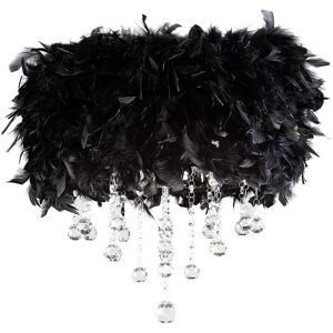 INSPIRED LIGHTING Ibis Flush Ceiling with Black Feather Shade 3 Light Polished Chrome, Crystal INSPIRED LIGHTING Ibis Flush Ceiling with Black Feather Shade 3 Light Polished Chrome, Crystal