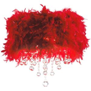 INSPIRED LIGHTING Ibis Flush Ceiling with Red Feather Shade 3 Light Polished Chrome, Crystal INSPIRED LIGHTING Ibis Flush Ceiling with Red Feather Shade 3 Light Polished Chrome, Crystal
