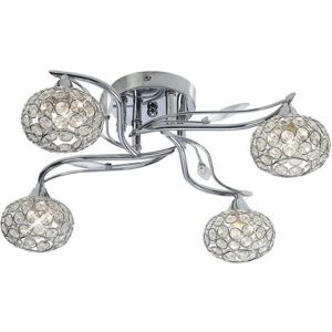 INSPIRED LIGHTING Leimo Flush Ceiling 4 Light Polished Chrome, Crystal INSPIRED LIGHTING Leimo Flush Ceiling 4 Light Polished Chrome, Crystal