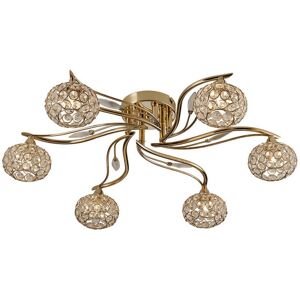 INSPIRED LIGHTING Leimo Flush Ceiling 6 Light French Gold, Crystal INSPIRED LIGHTING Leimo Flush Ceiling 6 Light French Gold, Crystal