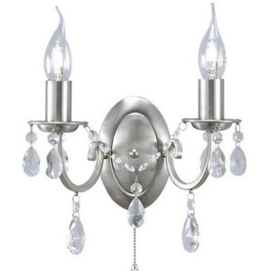 INSPIRED LIGHTING Kyra Wall Lamp Switched 2 Candle Light Satin Nickel, Crystal INSPIRED LIGHTING Kyra Wall Lamp Switched 2 Candle Light Satin Nickel, Crystal