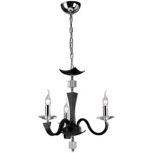 INSPIRED LIGHTING Nardini Ceiling Pendant Chandelier 3 Light Polished Chrome, Black Faux Leather, Crystal INSPIRED LIGHTING Nardini Ceiling Pendant Chandelier 3 Light Polished Chrome, Black Faux Leather, Crystal
