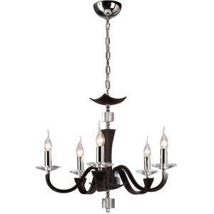 INSPIRED LIGHTING Nardini Ceiling Pendant Chandelier 5 Light Polished Chrome, Dark Brown Faux Leather, Crystal INSPIRED LIGHTING Nardini Ceiling Pendant Chandelier 5 Light Polished Chrome, Dark Brown Faux Leather, Crystal