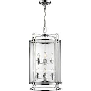 INSPIRED LIGHTING Eaton Ceiling Pendant Lantern 6 Light Polished Chrome, Glass INSPIRED LIGHTING Eaton Ceiling Pendant Lantern 6 Light Polished Chrome, Glass