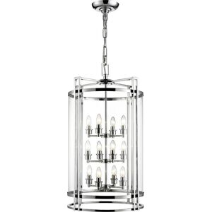 INSPIRED LIGHTING Eaton Ceiling Pendant Lantern 12 Light Polished Chrome, Glass INSPIRED LIGHTING Eaton Ceiling Pendant Lantern 12 Light Polished Chrome, Glass
