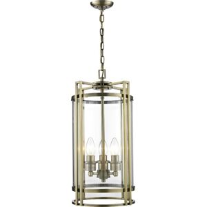 INSPIRED LIGHTING Eaton Ceiling Pendant Lantern 3 Light Antique Brass, Glass INSPIRED LIGHTING Eaton Ceiling Pendant Lantern 3 Light Antique Brass, Glass