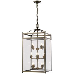 INSPIRED LIGHTING Aston Ceiling Pendant Lantern 12 Light Antique Brass, Glass INSPIRED LIGHTING Aston Ceiling Pendant Lantern 12 Light Antique Brass, Glass