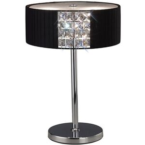 INSPIRED LIGHTING Evelyn Table Lamp Round with Black Shade 2 Light Polished Chrome, Crystal INSPIRED LIGHTING Evelyn Table Lamp Round with Black Shade 2 Light Polished Chrome, Crystal