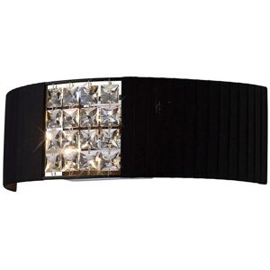 INSPIRED LIGHTING Evelyn Flush Wall Lamp with Black Shade 2 Light Polished Chrome, Crystal INSPIRED LIGHTING Evelyn Flush Wall Lamp with Black Shade 2 Light Polished Chrome, Crystal