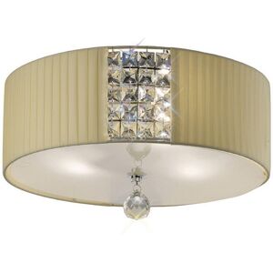 INSPIRED LIGHTING Evelyn Flush Ceiling Round with Cream Shade 3 Light Polished Chrome, Crystal INSPIRED LIGHTING Evelyn Flush Ceiling Round with Cream Shade 3 Light Polished Chrome, Crystal