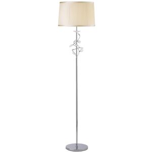 INSPIRED LIGHTING Willow Floor Lamp with Cream Shade 1 Light Polished Chrome, Crystal INSPIRED LIGHTING Willow Floor Lamp with Cream Shade 1 Light Polished Chrome, Crystal