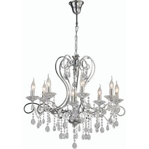 INSPIRED LIGHTING Vela Ceiling Pendant Chandelier 8 Light Polished Chrome, Crystal INSPIRED LIGHTING Vela Ceiling Pendant Chandelier 8 Light Polished Chrome, Crystal