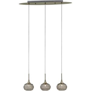 INSPIRED LIGHTING Chelsie Ceiling Pendant 3 Light Line Antique Brass, Clear Glass INSPIRED LIGHTING Chelsie Ceiling Pendant 3 Light Line Antique Brass, Clear Glass