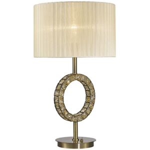 INSPIRED LIGHTING Florence Round Table Lamp with Cream Shade 1 Light Antique Brass, Crystal INSPIRED LIGHTING Florence Round Table Lamp with Cream Shade 1 Light Antique Brass, Crystal