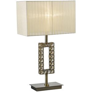 INSPIRED LIGHTING Florence Rectangle Table Lamp with Cream Shade 1 Light Antique Brass, Crystal INSPIRED LIGHTING Florence Rectangle Table Lamp with Cream Shade 1 Light Antique Brass, Crystal