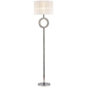 INSPIRED LIGHTING Florence Round Floor Lamp with White Shade 1 Light Polished Chrome, Crystal INSPIRED LIGHTING Florence Round Floor Lamp with White Shade 1 Light Polished Chrome, Crystal
