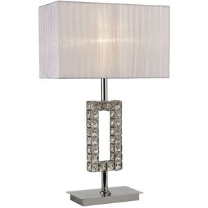 INSPIRED LIGHTING Florence Rectangle Table Lamp with White Shade 1 Light Polished Chrome, Crystal INSPIRED LIGHTING Florence Rectangle Table Lamp with White Shade 1 Light Polished Chrome, Crystal